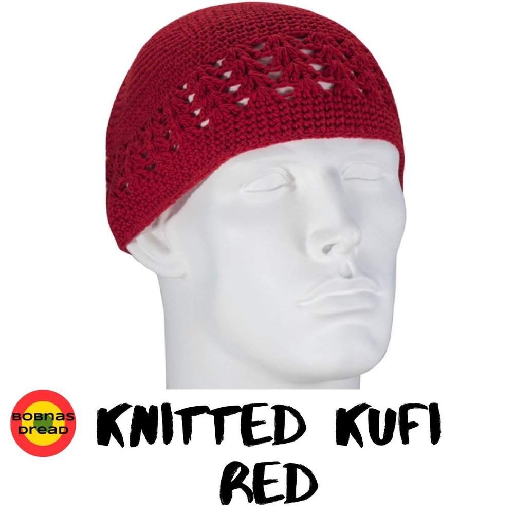 Knitted Men's Kufi Cap - Red